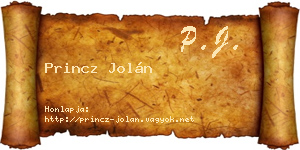Princz Jolán névjegykártya